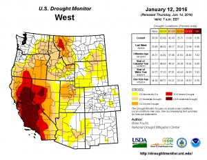 West US Drought Monitor 1-12-16