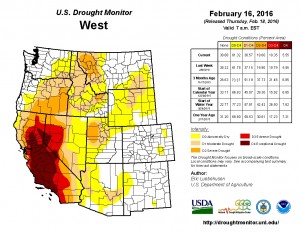 US Drought Monitor West US 2-16-16